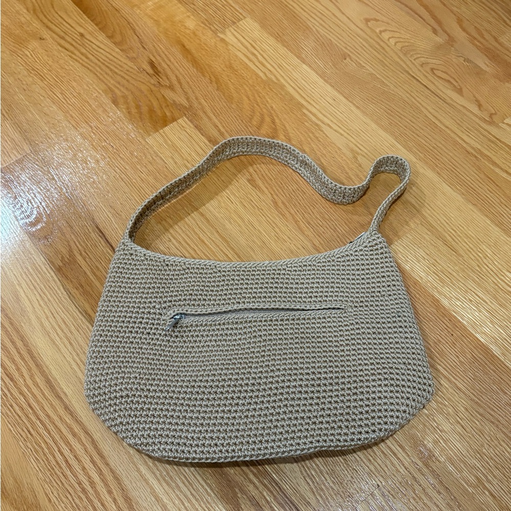 Elegant Tan Knit Shoulder Bag